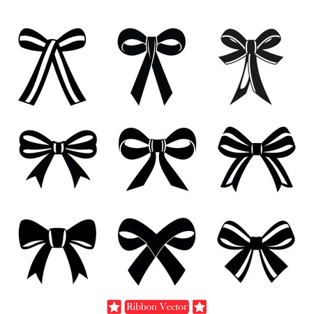 Ribbon Silhouette Showcase  Versatile Designs for All Projectsのイラスト素材