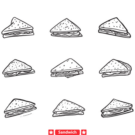 Vector Sandwich Illustrations  Spice Up Your Designs with Yummy Fillings!のイラスト素材