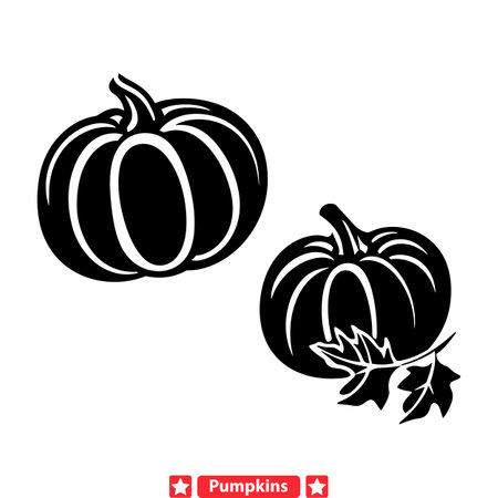 Whimsical Woodland Wonder  Charming Pumpkin Silhouettes for Nature Scenesのイラスト素材