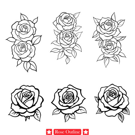 Dynamic Rose Sketch  Fluid Floral Line Drawing for Dynamic Packaging, Product Labels, and Advertisingのイラスト素材