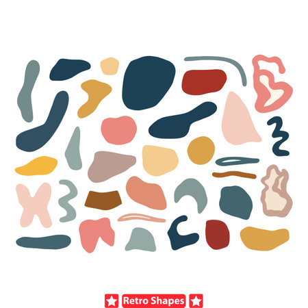 Vibrant Retro Melodies  Colorful Blob Vector Symphony for Creativesのイラスト素材