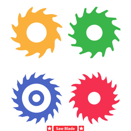 Craftsman s Circular Saw Blade Designs  Dynamic Vector Silhouettes for Crafting, DIY Projects, and Artistic Illustrationsのイラスト素材