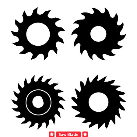 Industrial Saw Blade Silhouette Set  Robust and Efficient Cutting Tools for Industrial Design and Illustrationのイラスト素材