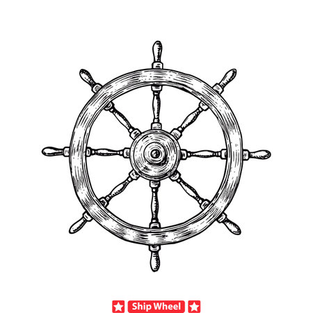 Seaside Sophistication  Classic Ship Wheel Vector Silhouette for Coastal Decor and Designsのイラスト素材