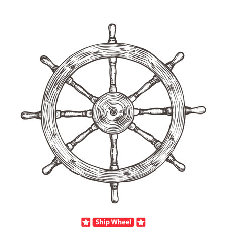 Navigate with Style  Intricately Crafted Ship Steering Wheel Silhouette for Artistic Expressionのイラスト素材
