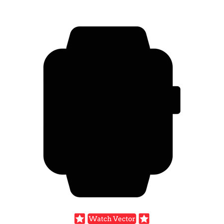 Futuristic Wrist Gadgets  Vector Silhouettes of Smartwatches Perfect for Tech Magazine Layoutsのイラスト素材