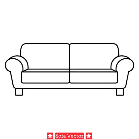 Contemporary Couch Silhouette Pack   Sleek Furniture Designs for Minimalistic Interior Stylingのイラスト素材