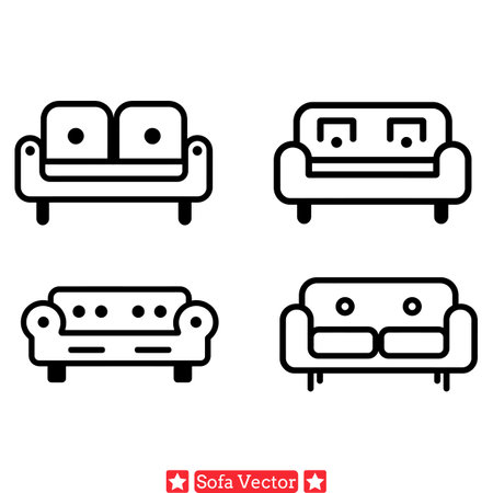 Modern Sofa Line Art Collection   Sleek Furniture Designs for Contemporary Interior Spacesのイラスト素材