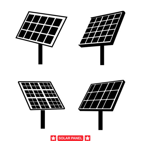 Sunlight Conversion  Array of Solar Panel Silhouettes Ideal for Environmental Awareness Campaigns and Energy Conservationのイラスト素材