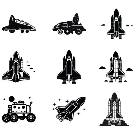 Astrofleet Essentials  Versatile Spacecraft Silhouettesのイラスト素材