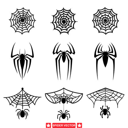 Eight Legged Wonders  Detailed Spider Vector Graphics Bundleのイラスト素材
