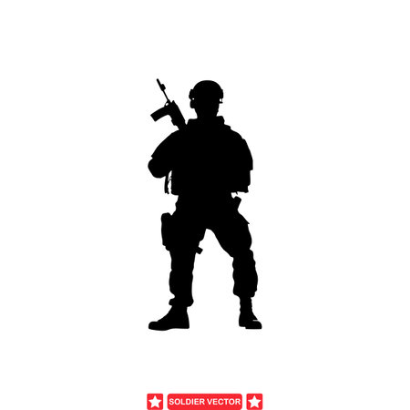 Strength in Service  Dynamic Soldier Vector Graphics for Patriotic Art and Military Tribute Projectsのイラスト素材