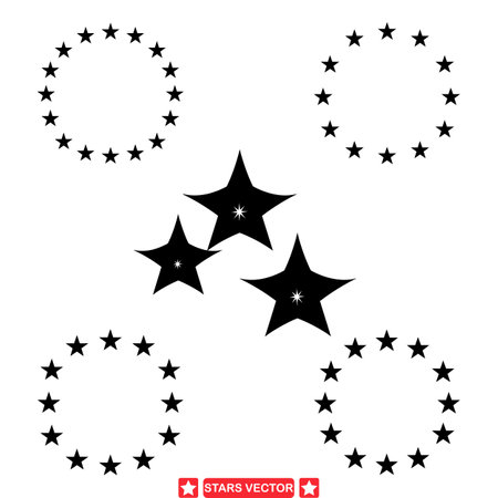 Heavenly Bodies  Illuminate Your Projects with Star Vector Silhouettesのイラスト素材