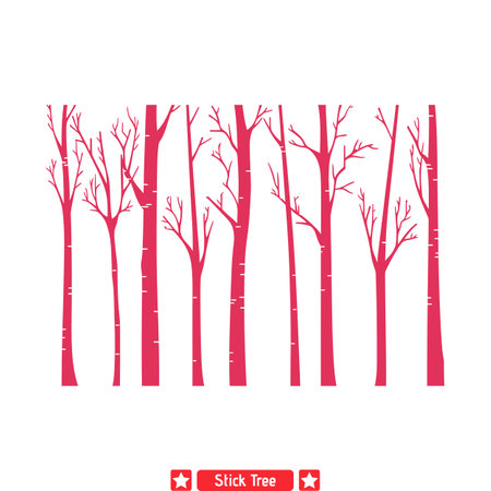Nature s Whispers  Subtle Stick Tree Silhouette Collection for Artistic Flairのイラスト素材