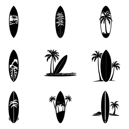 Sun, Sea, and Surf  Elevate Your Designs with Trendy Surfboard Silhouettesのイラスト素材
