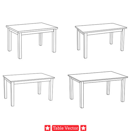 Contemporary Table Silhouette Collection  Modern Styling for Various Design Needsのイラスト素材