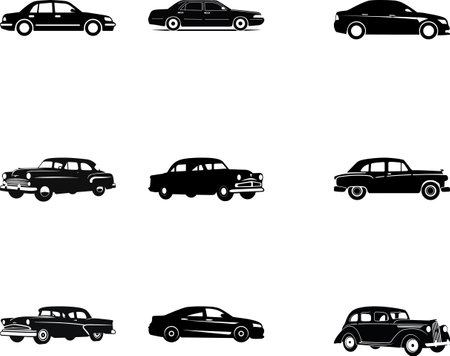 City Life Essentials  Taxi Silhouettes for Dynamic Illustrationsのイラスト素材