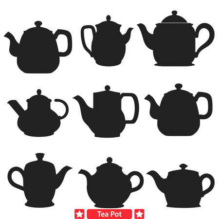Artistic Tea Pot Vector Collection  Craft Your Perfect Designsのイラスト素材