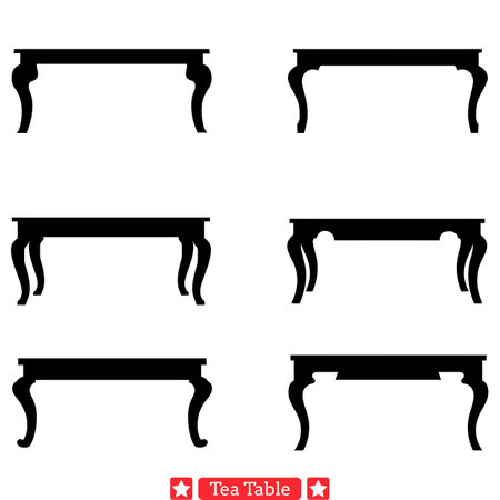 Charming Tea Table Designs  Delicate Silhouettes for Cozy Afternoon Gatheringsのイラスト素材