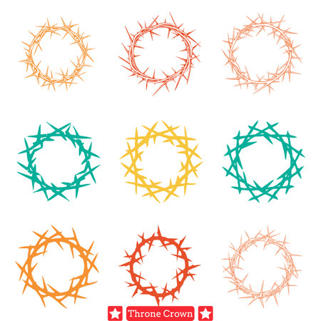 Thorn Crown Silhouette Ensemble  Symbolic Majesty in Vectorsのイラスト素材
