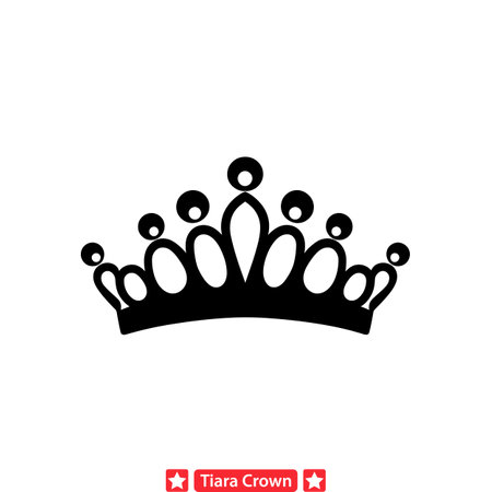 Ornate Tiara Crown Vector Set  Graceful Silhouettes Fit for Queens and Princessesのイラスト素材