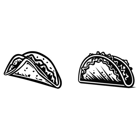 Tasty Tacos  Delicious Vector Silhouettes for Your Culinary Creationsのイラスト素材