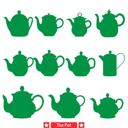 Classic Tea Pot Shapes  Timeless Vector Designs for Your Projectsのイラスト素材