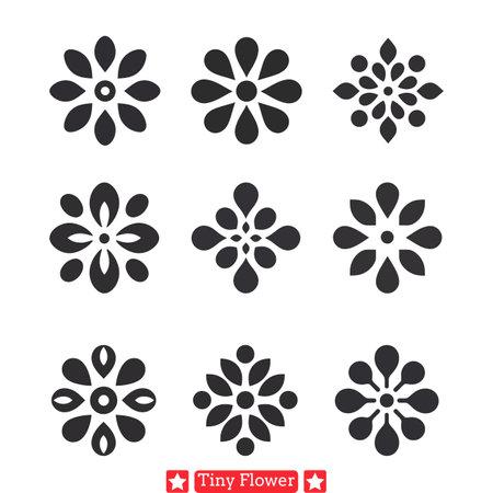 Graceful Flourishes  Intricate Tiny Flower Silhouette Vectors Bundleのイラスト素材