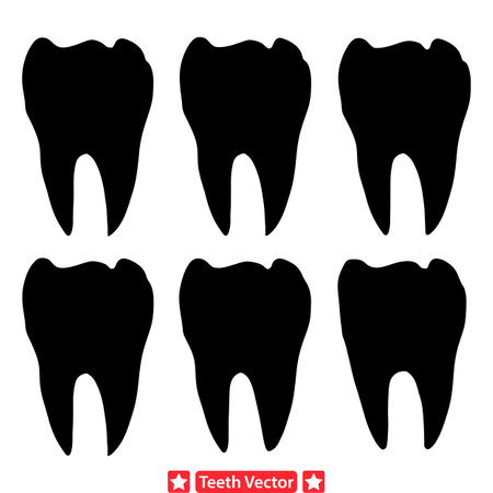 Healthy Teeth  Vector Silhouettes for Dental Health Campaignsのイラスト素材
