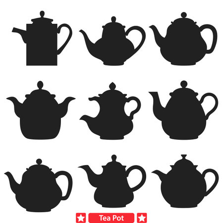 Charming Teapot Silhouettes  Enhance Your Designs with Eleganceのイラスト素材