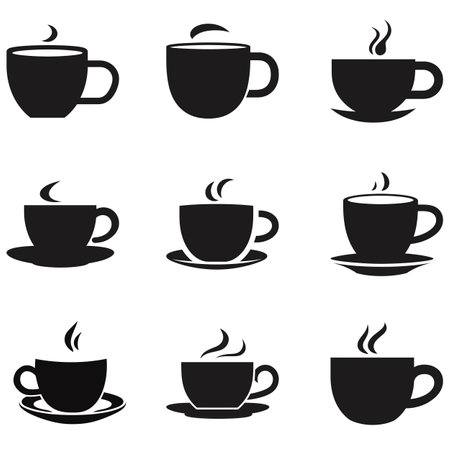 Whimsical Tea Mug Collection  Delightful Silhouettes for Creative Projectsのイラスト素材