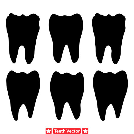 Smile Bright  Tooth Silhouette Collection for Dental Designsのイラスト素材