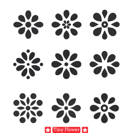 Tiny Treasures  Beautiful Flower Silhouette Vector Set for Designersのイラスト素材