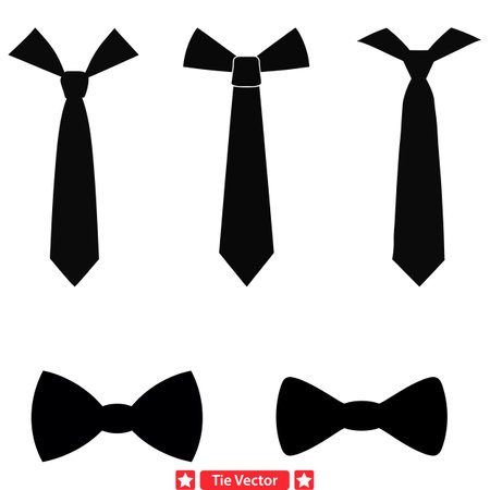 Formalwear Essentials  Classic Necktie Silhouette Collectionのイラスト素材