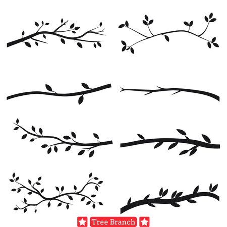 Ethereal Forest  Dreamy Tree Branch Silhouette Collectionのイラスト素材