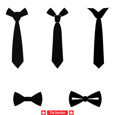Sleek Tie Vector Collection  Modern Gentlemen s Fashion Elementsのイラスト素材