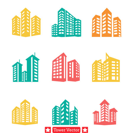 Majestic Tower Silhouettes  Urban Skyline Icons for Architectural Designs and Cityscapesのイラスト素材