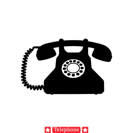 Telecommunication Classics  Vintage Phone Silhouette Set for Graphic Designのイラスト素材