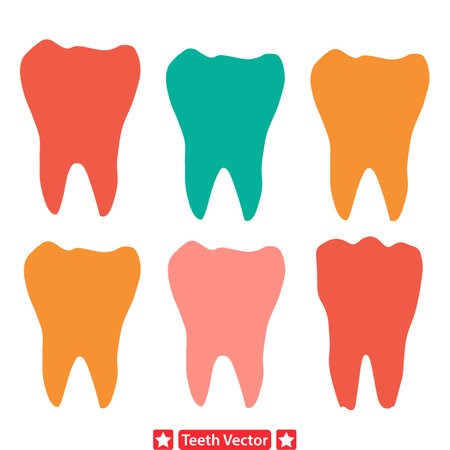 Bright Beginnings  Comprehensive Tooth Silhouette Designsのイラスト素材