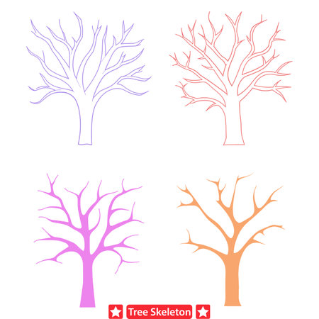 Nature s Remnants  Mesmerizing Tree Skeleton Vector Silhouettesのイラスト素材
