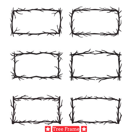 Silhouetted Serenity  Captivating Tree Frame Vectors Ensembleのイラスト素材