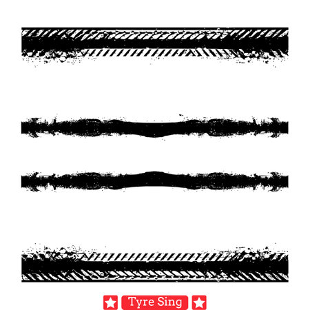 Automobile Wheel Print Designs  Tire Mark Symbols Kitのイラスト素材