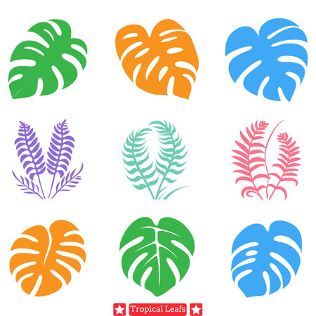 Exotic Foliage  Vibrant Tropical Leaf Vector Silhouettes for Creative Designsのイラスト素材