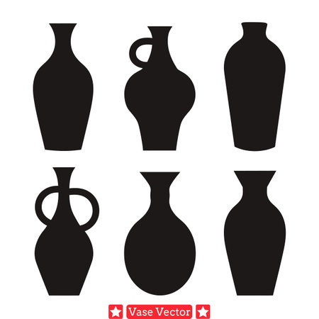 Whimsical Vase Silhouettes  Imaginative Accents for Artistic Projectsのイラスト素材