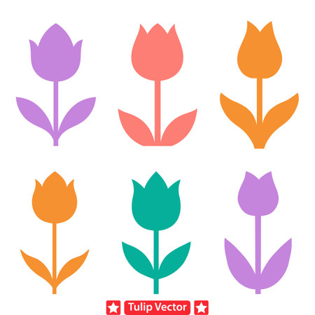 Enchanting Tulip Dreams  Artistic Vector Silhouette Setのイラスト素材