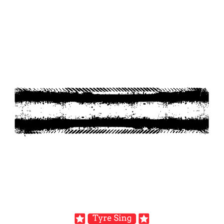 Tire Tread Silhouettes  Black Rubber Trail Design Setのイラスト素材