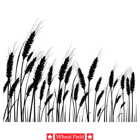 Rural Reflections  Tranquil Wheat Field Graphics for Reflective Designsのイラスト素材