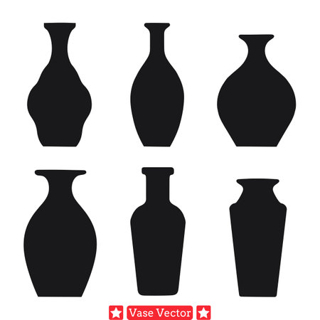 Handcrafted Vase Collection  Artisanal Silhouettes with Characterのイラスト素材