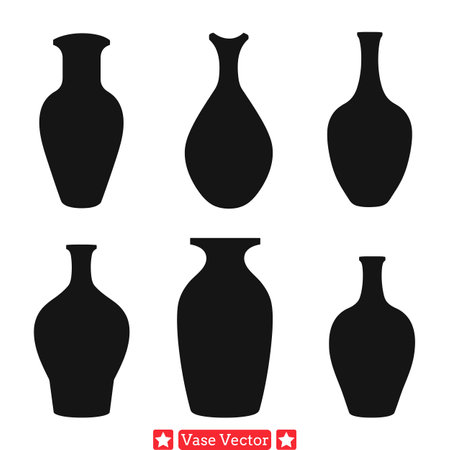 Botanical Vase Collection  Nature Inspired Silhouettes for Creativityのイラスト素材