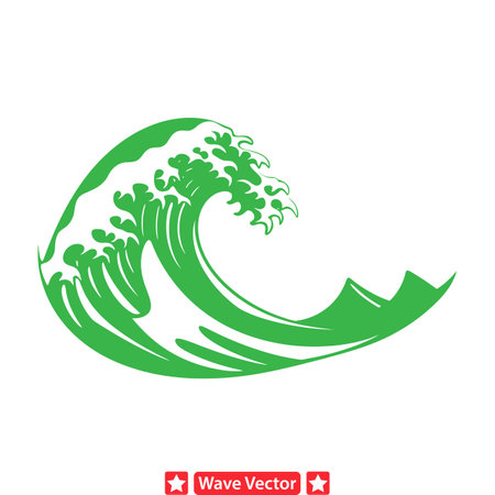 Cresting Creativity  Artistic Wave Silhouette Set for Designersのイラスト素材